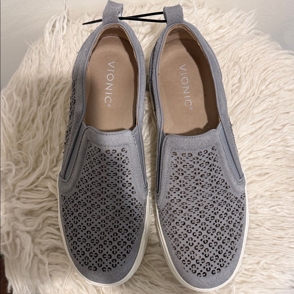 Vionic Women's Gray Perforated Slip-On Sneakers